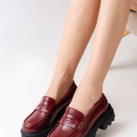 746-759 Bordo Rugan Günlük Yüksek Tabanlı Loafer Ayakkabı