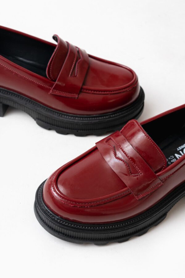 746-759 Bordo Rugan Günlük Yüksek Tabanlı Loafer Ayakkabı - Görsel 3
