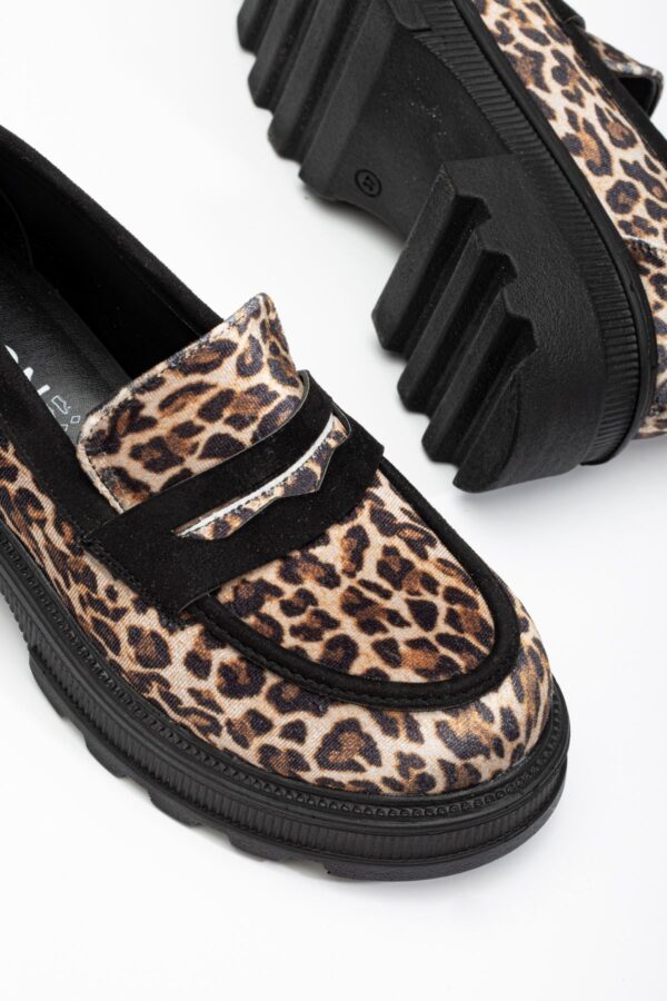746-759 Leopar Günlük Yüksek Tabanlı Loafer Ayakkabı - Görsel 3