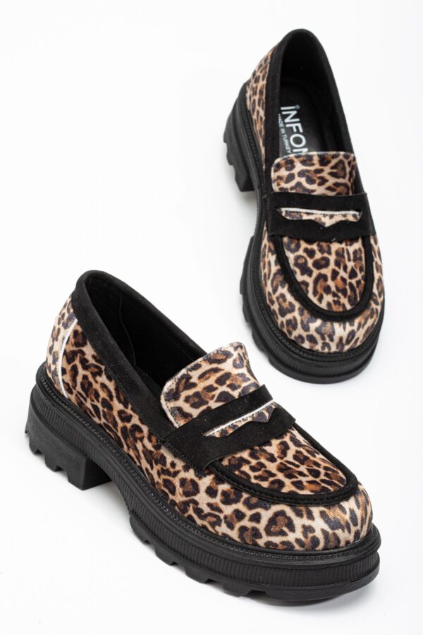 746-759 Leopar Günlük Yüksek Tabanlı Loafer Ayakkabı - Görsel 4