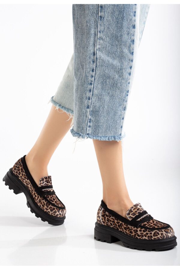 746-759 Leopar Günlük Yüksek Tabanlı Loafer Ayakkabı - Görsel 2