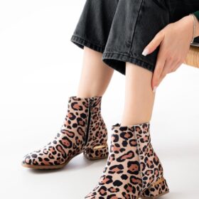 RM-500 Leopar Topuklu Fermuarlı Günlük Kadın Bot