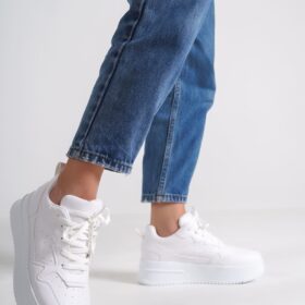 ALESSI Bağcıklı Ortopedik Taban Kadın Sneaker Ayakkabı BT Beyaz