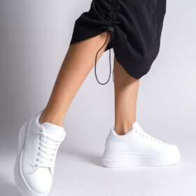 BIANA Bağcıklı Ortopedik Taban Kadın Sneaker Ayakkabı BT Beyaz