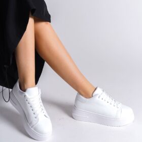 BIANA Bağcıklı Ortopedik Taban Kadın Sneaker Ayakkabı BT Beyaz