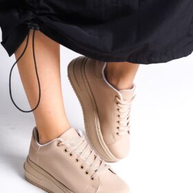 BIANA Bağcıklı Ortopedik Taban Kadın Sneaker Ayakkabı TT Ten