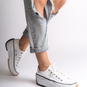 PARIS Bağcıklı Ortopedik Taban Kadın Sneaker Ayakkabı BT Beyaz
