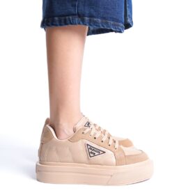 PRAG Bağcıklı Ortopedik Taban Desenli Kadın Sneaker Ayakkabı TT Ten