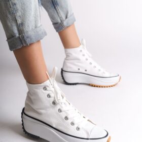 ROMA Bağcıklı Ortopedik Taban Kadın Sneaker Ayakkabı BT Beyaz