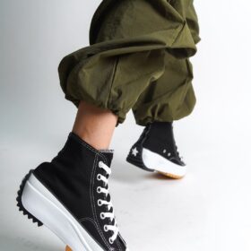 ROMA Bağcıklı Ortopedik Taban Kadın Sneaker Ayakkabı BT Siyah