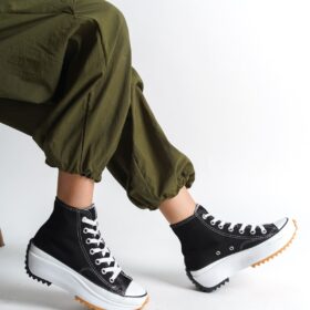 ROMA Bağcıklı Ortopedik Taban Kadın Sneaker Ayakkabı BT Siyah