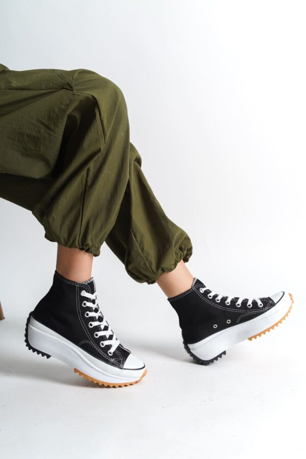 ROMA Bağcıklı Ortopedik Taban Kadın Sneaker Ayakkabı BT Siyah - Görsel 2